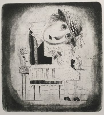 Тыкоцкий Евгений. Комната. 1972, офорт, 27,1х25 см. Лист 39,5х33,5 см. Оттиск монограммы 