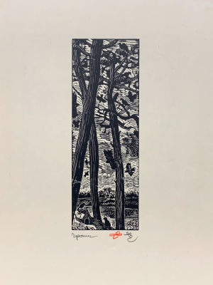 Яшке Владимир. Грачи. 1982 г., бумага, линогравюра, 50х35 см (лист). Работа в хорошем состоянии 