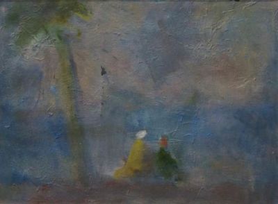 Нисенбаум Леон. На берегу под пальмой. 1997 г. Холст, масло. 60х80 см. Работа имеет 
