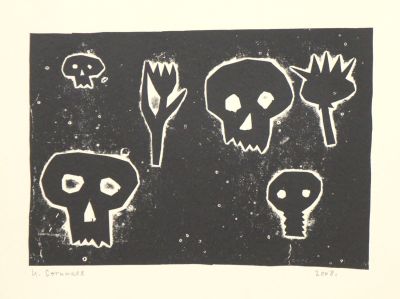 Сотников Иван. Серия &laquo;Черепа и тюльпаны&raquo;.
2008 г., бумага цв., литография, 29,7х42 см (лист). Раб 