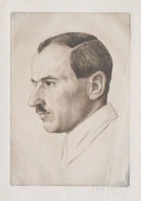 Павлов Николай. Портрет Н. Баршева. 1931 г. Бумага, офорт. 24х17 см (оттиск). Работа за 