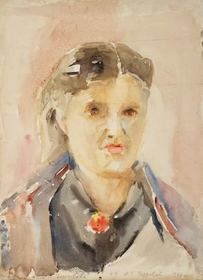 Белаковская Виктория. Портрет диктора ленинградского радио М.Г. Петровой.
1947 г. 
Бумага 