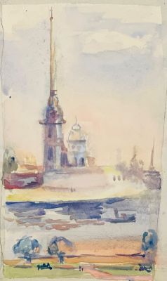 Белаковская Виктория. Ленинград. Вид Петропавловской крепости.
1940-е гг. 
Бумага, акварель 