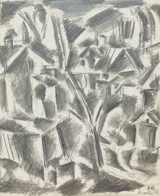 Жуков Владимир. Уголок сада.
1968 г. 
Бумага, карандаш, 25,1х21,2 см (лист). Работа в хорошем 