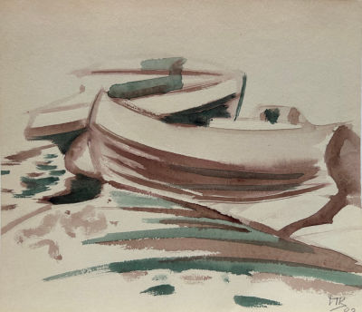 Кондратьев Павел. Лодки.
1983 г.,
Бумага, акварель, 19х22 см. Хорошая сохранность, подписано 
