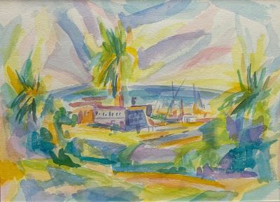 Арев Вера (Дубинина). У пляжа Mar Bella.
2017 г., бумага, акварель, 30,4х45,2 см. Хорошая 