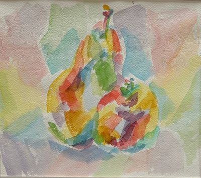 Арев Вера (Дубинина). Груша и яблоко.
2017 г., бумага, акварель, 30,5х35 см. Хорошая сохранность 