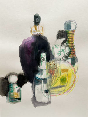 Роон Ирина. Духи.
2023 г.
Бумага, смешанная техника, 30х21 см. Хорошая сохранность, подписано 