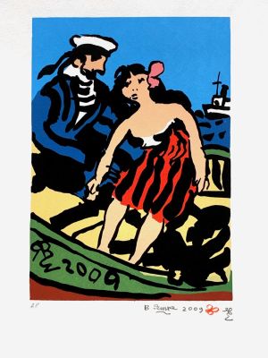 Яшке Владимир. Зинаида и матрос. 2008 г., бумага, шелкография, А.Р., 42х29,7 см. Хорошая 