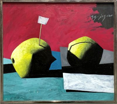 Штапаков Юрий. Два лимона (Иду резать актив).
2023 г.
Дерево, масло, 35х39 см. Работа в хорошем 