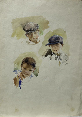 Неизвестный автор ХХ века. Детские портреты. (На обороте – зарисовки углем).
1920-30-е гг. 