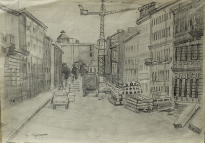 Неизвестный художник первой половины ХХ века. Ленинград, Средняя Подъяческая улица.
1920-30-е 