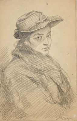 Белоусов Петр. Портрет неизвестной 1930-е гг., бум., карандаш, 22х14 см. Работа в хорошем 