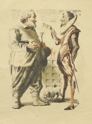 Кибрик Евгений. Иллюстрация 9. 1936 г., бум., цв. литография, 28х24,5 см (лист). Работа в 