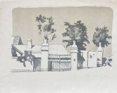 Архиереев Георгий. Пейзаж. 1938 г. Бумага, литография. 18х27 см (лист 25,2х31,5 см). Работа в 