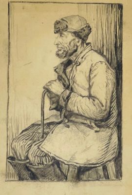 Морозов Виктор. Портрет старика. 1920-30-е гг., бум., карандаш, 21,5х19 см. Работа в хорошем 