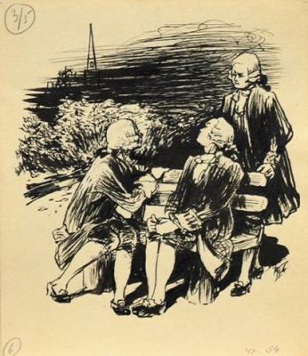 Капусцинский Виктор. Иллюстрация к произведению &laquo;Укрощенная стихия&raquo;. Конец 1950х. Бумага, тушь. 