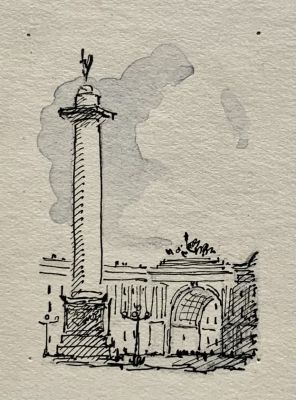 Ивлев Павел. Александрийский столп. Из серии &laquo;Книжные заставки&raquo;. 1960-е, тушь, акварель, лист 