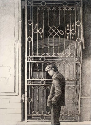 Михейчик Никита. Июльский дождь.
2022 г. Бумага цв., карандаш, линер. 39х30 см (лист). Работа за 