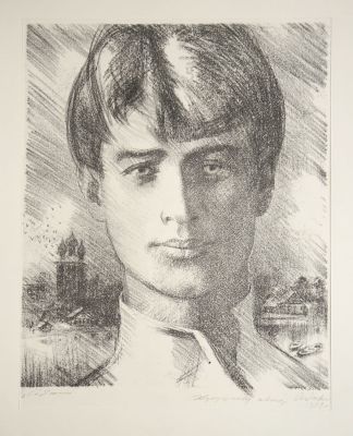 Давыдов Анатолий. С. Есенин. 1979 г. , бумага, литография, 1/7 экз., 54,8х44,2 см (лист). Работа 