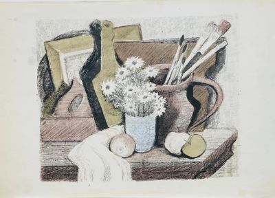 Кукс Миней. Натюрморт. 1970-е гг. Бумага, цв. литография. 35х46 см (размер оттиска). Работа в 