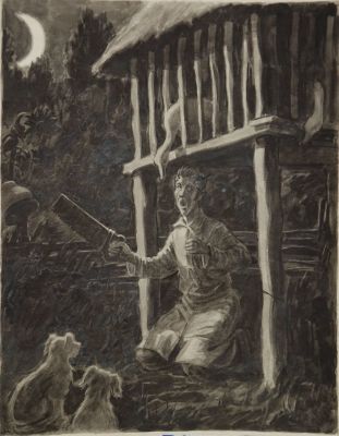 Лавров Петр. Иллюстрация к произведению Н.В.Гоголя. 1955 г. Бумага, акварель,.45х35 см. Работа 