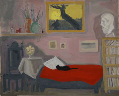 Звонцова Екатерина. Сон. Серия &laquo;Интерьеры&raquo;. 1985 г., бум., гуашь, 58х71 см (лист). Работа в 