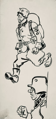 Муратов Николай. Эскиз к плакату &laquo;Боевого карандаша&raquo;. 1960-е гг., бум., тушь, 21,8х10,4 см. Рабо 