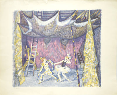 Давыдова Ольга. Петрушка. 1985 г. Бумага, цв.литография, 62х75,8 см (лист). Работа в хорошем 