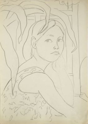 Чалой Леонтий. Портрет. 1960-70-е гг. Бумага, карандаш, 43х30,6 см. Работа в хорошем состоянии 