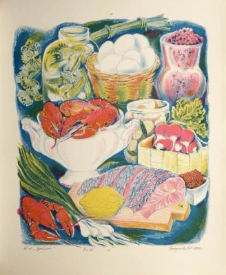 Эскараева Людмила. Натюрморт &laquo;Изобилие&raquo;. 1990 г. , бум., цв.автолитография, 5/15 экз., 58,5х47 