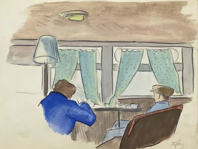 Пудкевич Сергей. В кафе.
1960-е гг.. Бумага, акварель. 20х26 см. Работа в хорошем состоянии, за 