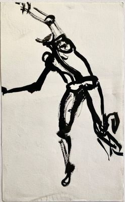 Богдеско Илья. Дон Кихот. Эскиз к гравюре &laquo;Свидание&raquo;. Конец 1980-х, тушь, лист 23,8х14,6 см. Про 