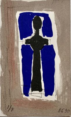 [авторский оттиск] Бродский Вадим. Литовский мотив. 1990, литография, цветные карандаши, лист 