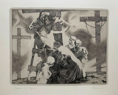 Беличенко Игорь. Снятие с креста. Из серии &laquo;Муки Христовы&raquo;.
1994 г. 
Бумага, офорт, печать с 