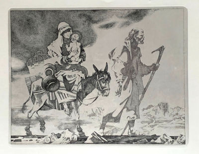 Беличенко Игорь. Бегство в Египет. 
1994 г. 
Бумага, офорт, печать с 2-х досок. 57х85 см (лист). 