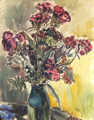 Давыдов Анатолий. Букет. 1984 г. Бумага, акварель. 70х50 см. Работа за авторской подписью. По 