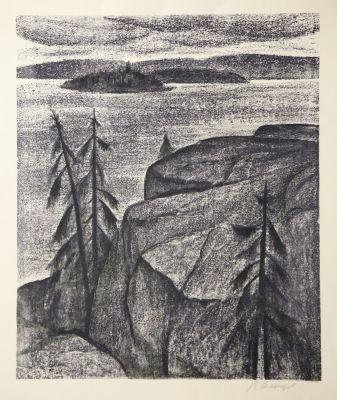 Солнцев Валерий. Северный пейзаж. 1980-е гг., бумага, литография, 57,8х46,6 см (лист). Работа в 