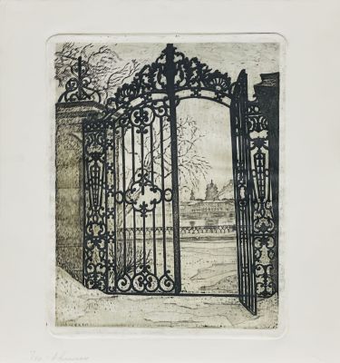 Тер-Аванесян Вартан. Ворота особняка. 1980-е гг. Бумага, офорт, акватинта, 37х34,6 см (лист). Ра 