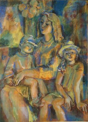 Успенская Елена. Старшая сестра. 1980-е гг. Бумага, темпера. 75,8х55,2 см. Работа в хорошем 