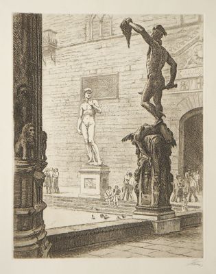 Белоусов Петр. Давид из серии &laquo;Флоренция&raquo;. 1980-е гг., бумага, офорт, акватинта, 44,8х38 см (лист).