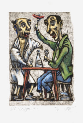 Штапаков Юрий. Старуха 4. Иллюстрация к произведению Д.Хармса. 1990-е гг. Бумага, эстамп 