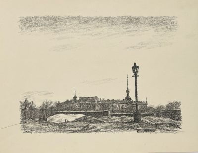 Астапов Иван. Марсово поле. Братские могилы.
1945 г.
Бумага, автолитография, 21,1х28,1 см. В 