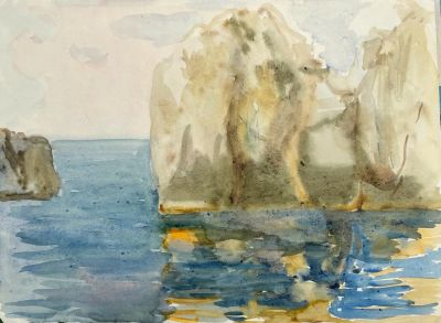 Белаковская Виктория. Чеховский пляж. Крым. Гурзуф.
1959 г.
Бумага, акварель, 32,8х44 см. В 