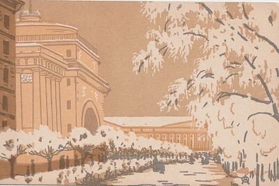 Остроумова-Лебедева Анна Петровна (1871-1955). Адмиралтейство под снегом. 1901 г. Бумага 