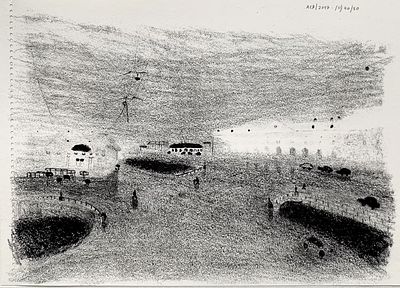 Маракулина Ася (1988). Круглый рынок Кваренги. 2017, литография, 15х21 см. Сигнатура и подпись 