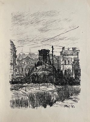 Астапов Иван Степанович (1905-1982). Укрытый памятник Ленину у Финляндского вокзала. 1945 г. 