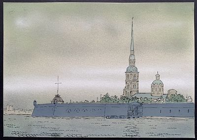 Ивлев Павел Филатович (1901–1991). Дремлет притихший северный город... 1950-е, бумага, тушь 