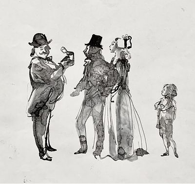 Рудаков Сергей Константинович (1929-2000). Галантный сюжет. 1970-е, тушь, 21,5х19 см. Сергей 