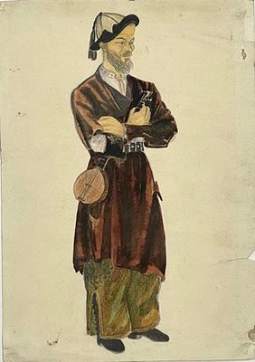 Глебова Татьяна Николаевна (1900 – 1985). Костюм № 2 (к кинофильму &laquo;Джамбул&raquo;. 1940-е гг. Бумага 